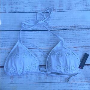 Victoria's Secret White Embroidered Bikini Top